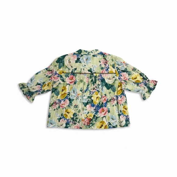 Anthropologie Bl-nk London Stephanie Top Green Floral Size Medium EUC - Picture 2 of 9